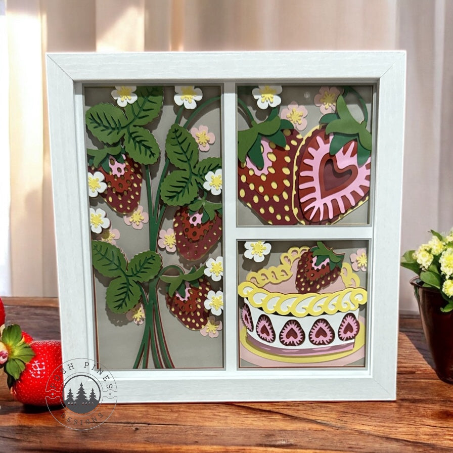 Strawberry 3D Shadow Box