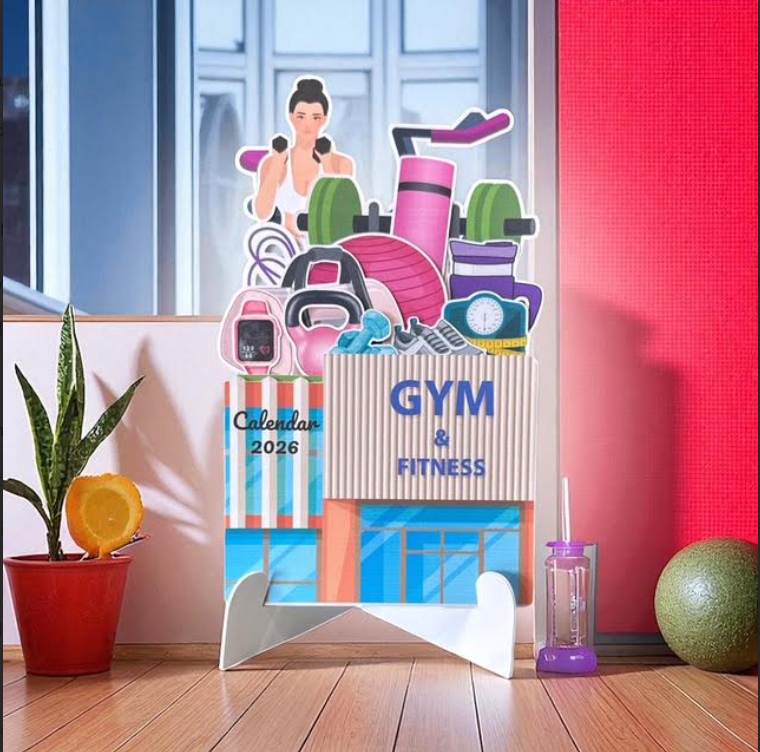 Gym & Fitness Desk Calendar (2 hair color options)